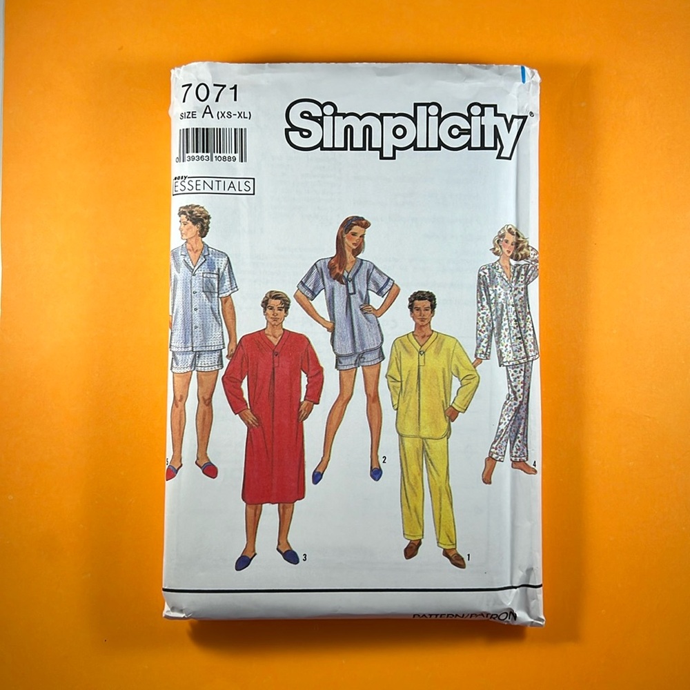 Simplicity 7071 Misses’ Men’s or Teen-boys Nightshirt and Long or Short Pajamas